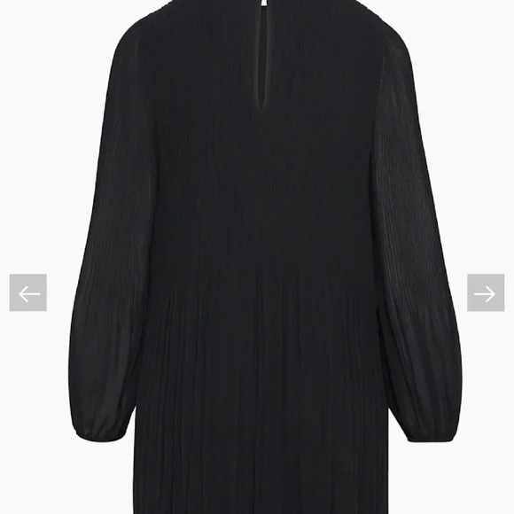 WILFRED Daydreamer Mini Dress Black Pleated Chiffon Long Sleeve L Aritzia - Picture 8 of 16